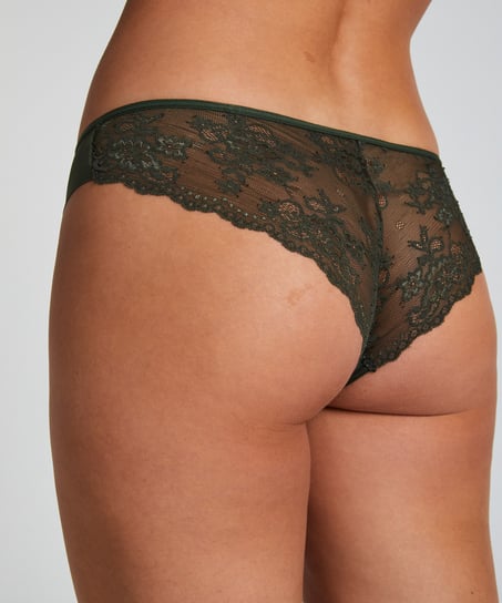 Invisible brasiliansk truse Lace Back, Grønn