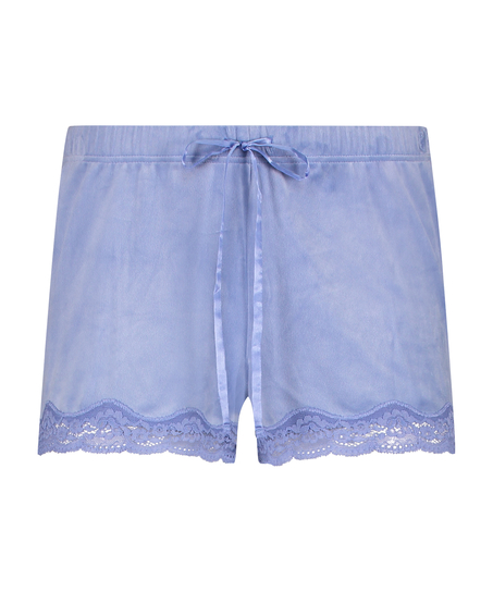 Velvet lace shorts, Blå