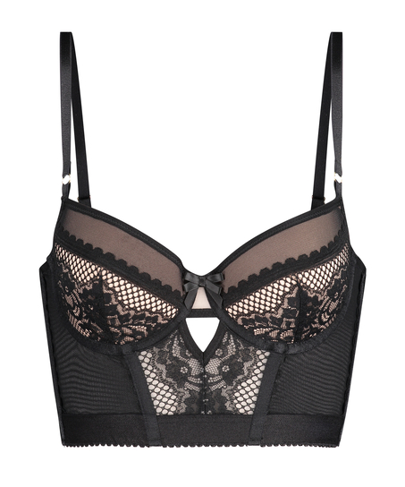 Malika longline polstret spile-BH, Svart