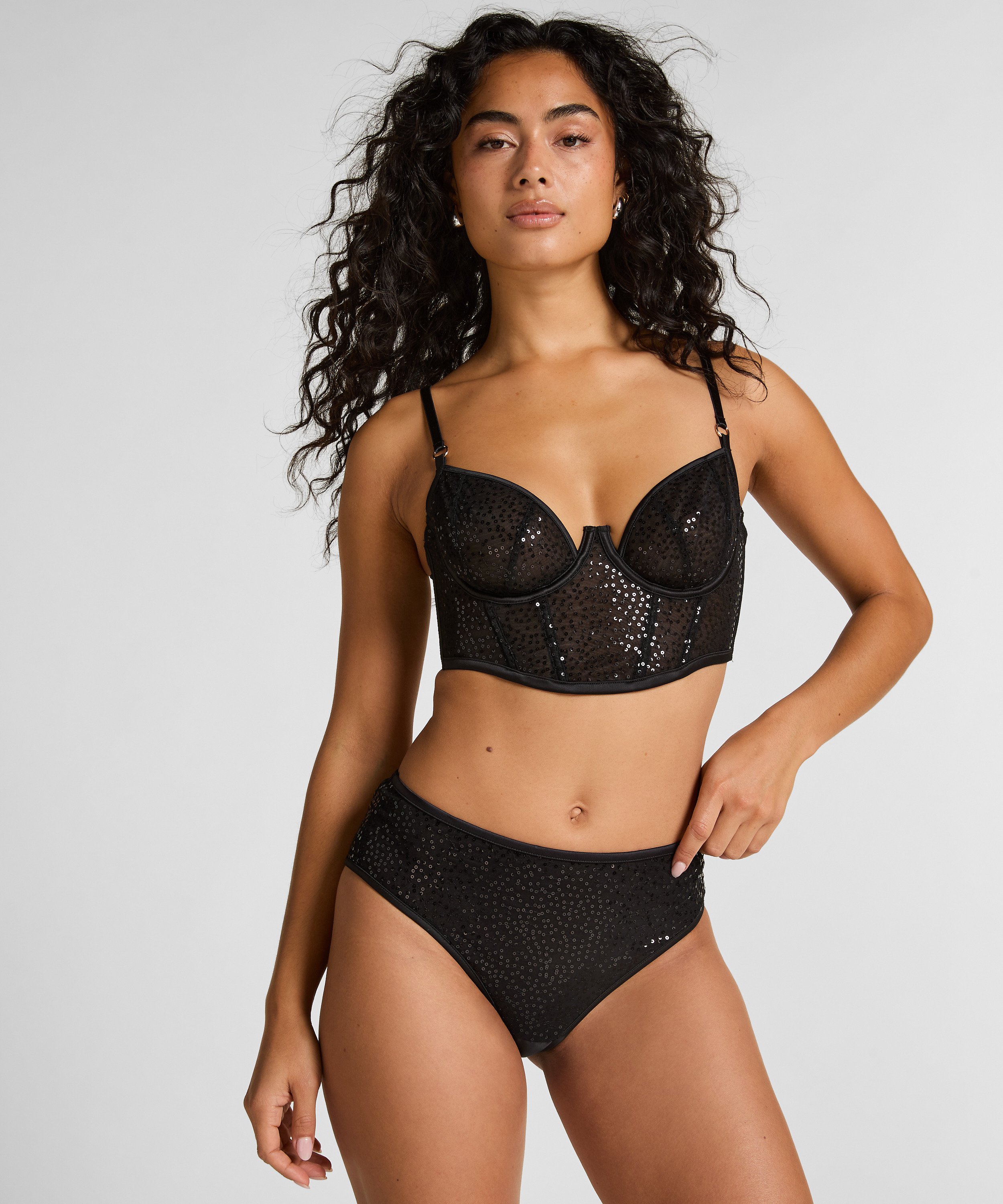 Elle Longline upolstret spile-BH, Svart, main