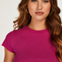 Rib skjorte med korte ermer, Rosa