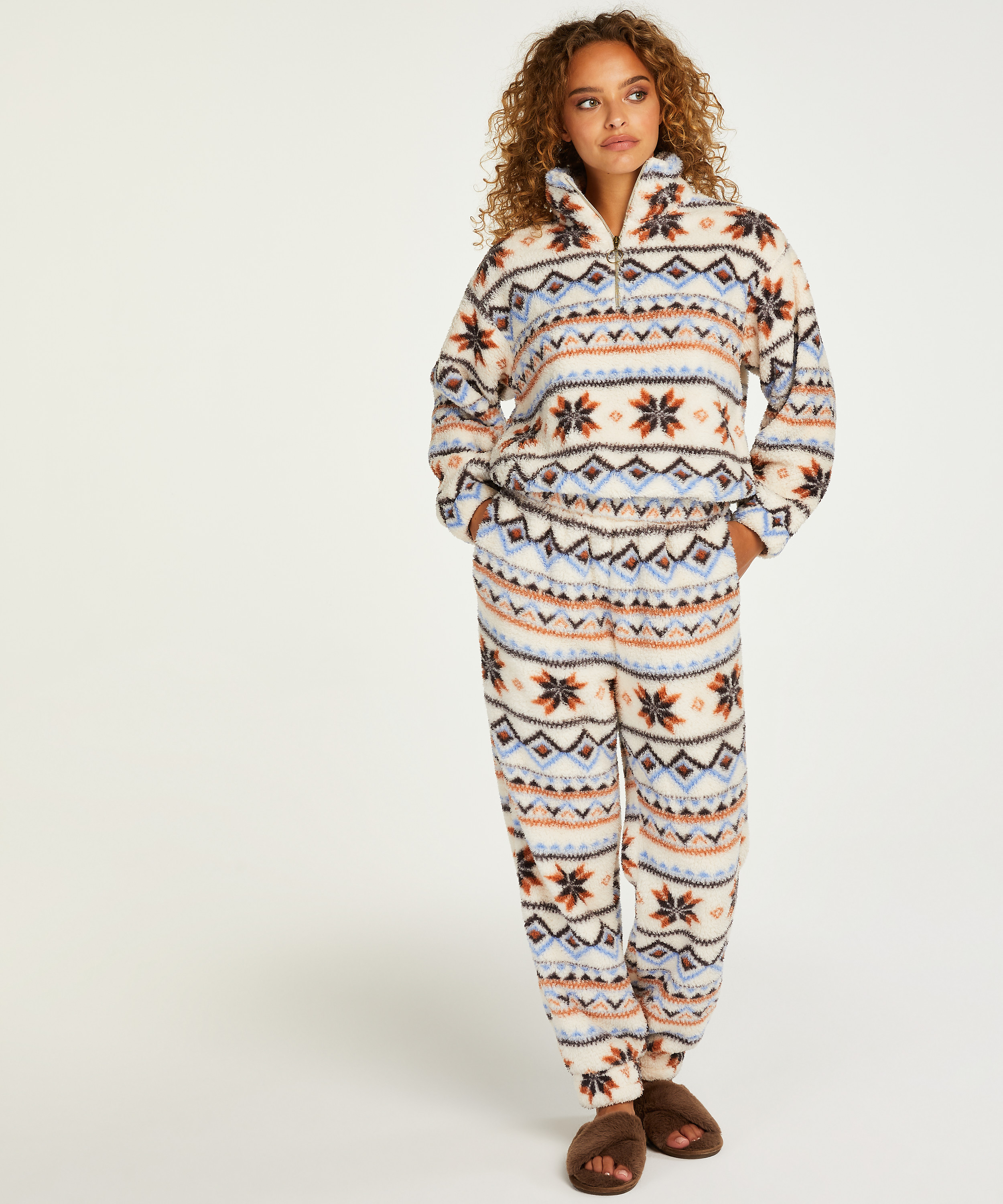 Fleece  joggebukse, Hvit, main