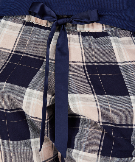 Check pysjamasbukser, Blå