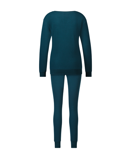 Waffle Placket pysjamas, Blå