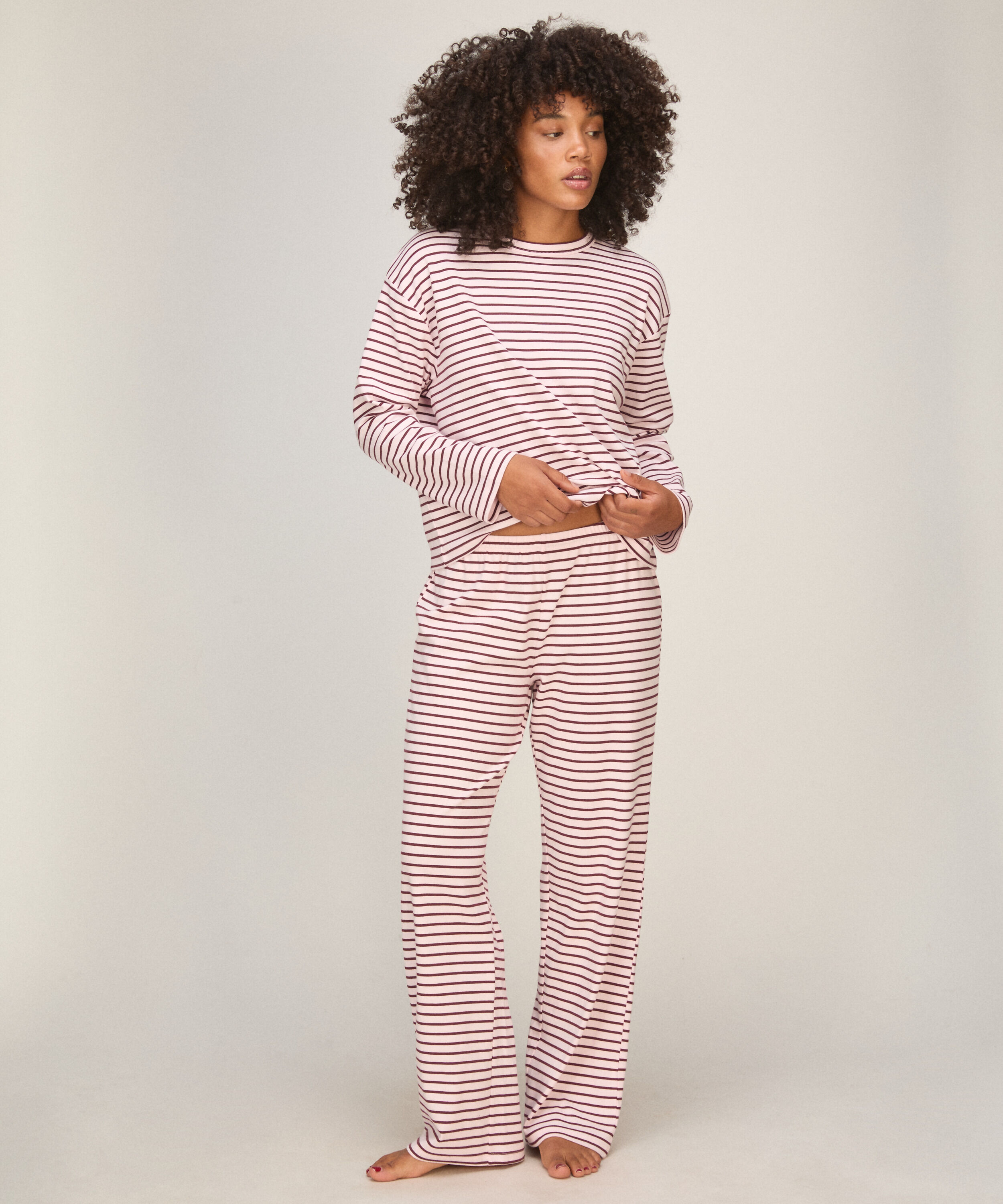 Stripet Pyjamas Lange Ermer, Rosa