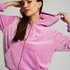 Hoodie jakke i velur, Rosa