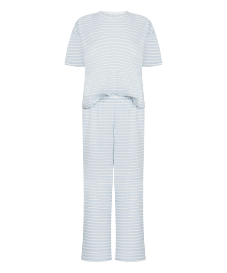 Pyjama Set Cotton Jersey Long, Bl&aring;