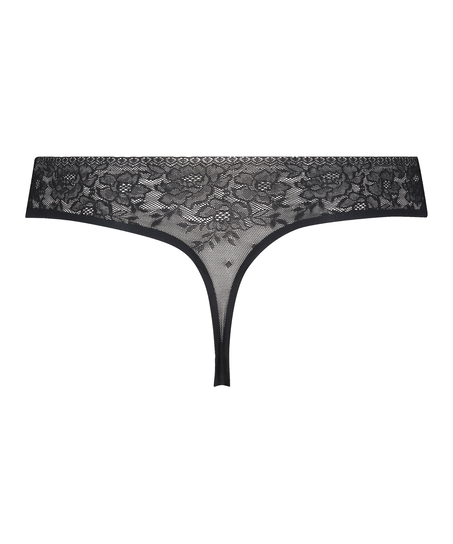 Allover Lace invisible g-streng, Svart