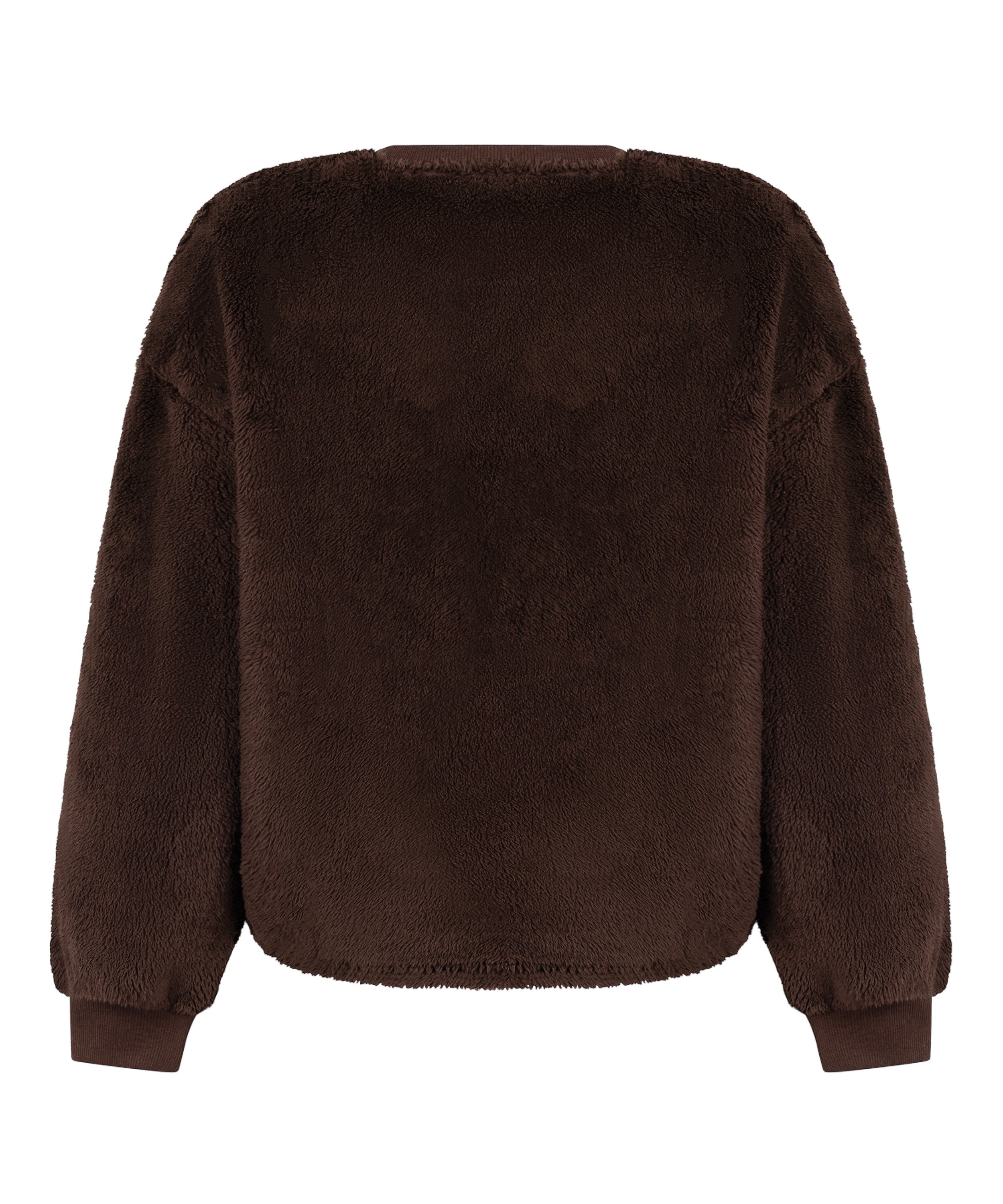 Langermet Topp Fluffy Fleece, Brun, main