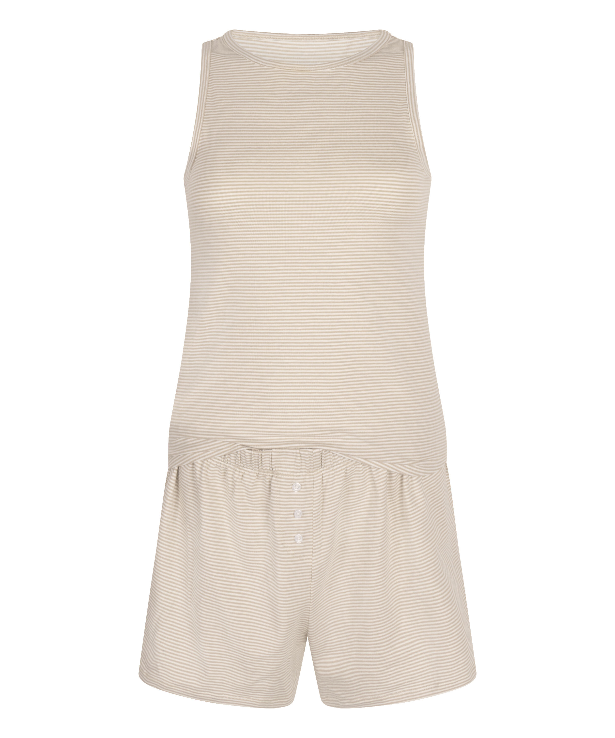 Pyjamasett med Singlet i Jersey, Beige