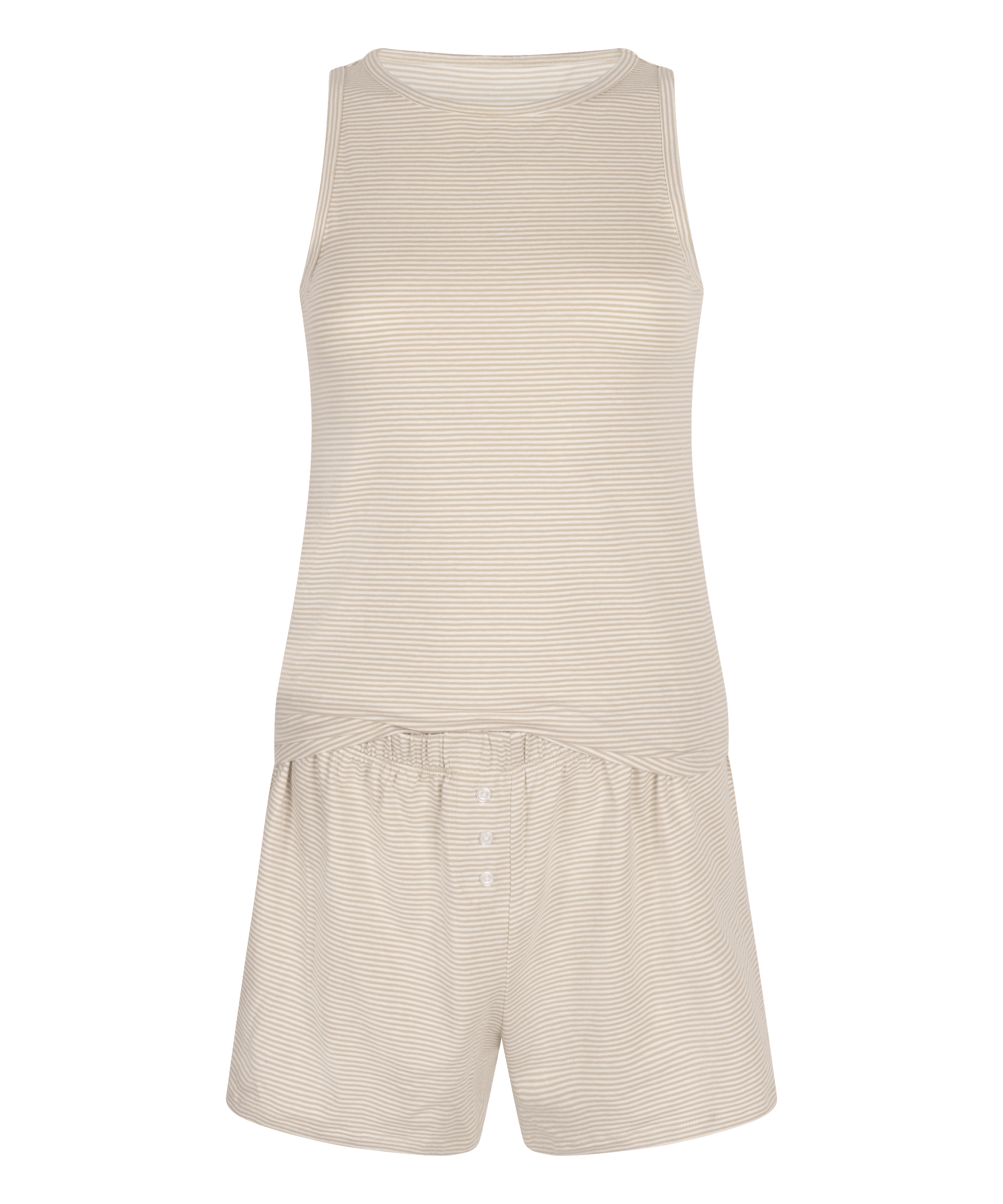 Pyjamasett med Singlet i Jersey, Beige, main