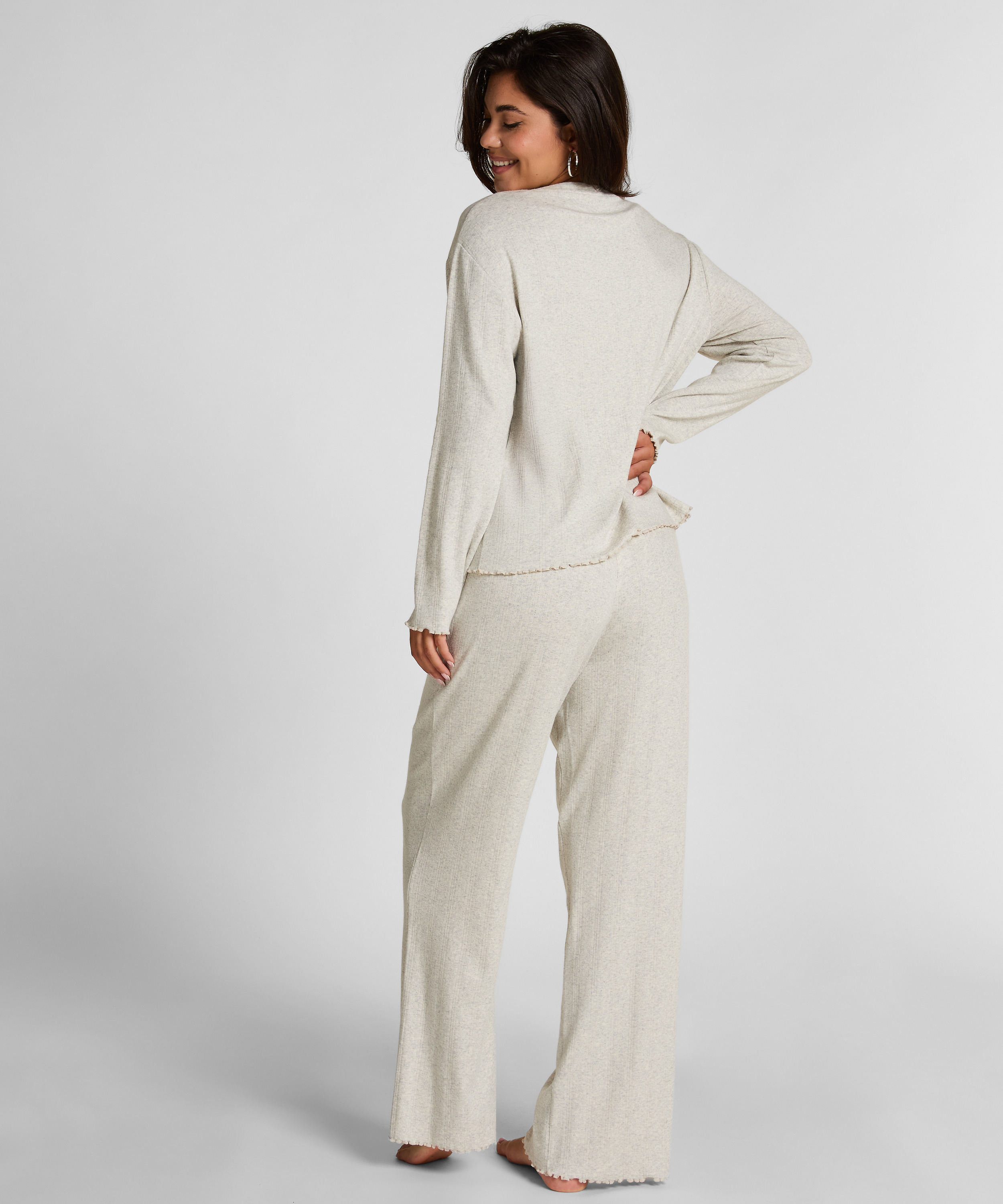 Pyjama Top Loose Pointelle, Gr&aring;, main