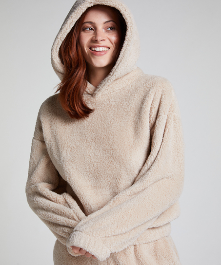 Fleece Snuggle hettegenser, Beige