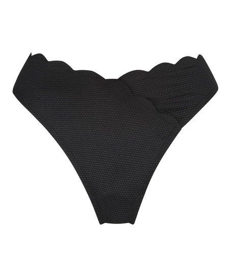 Høykuttet Bikini Underdel Scallop, Svart