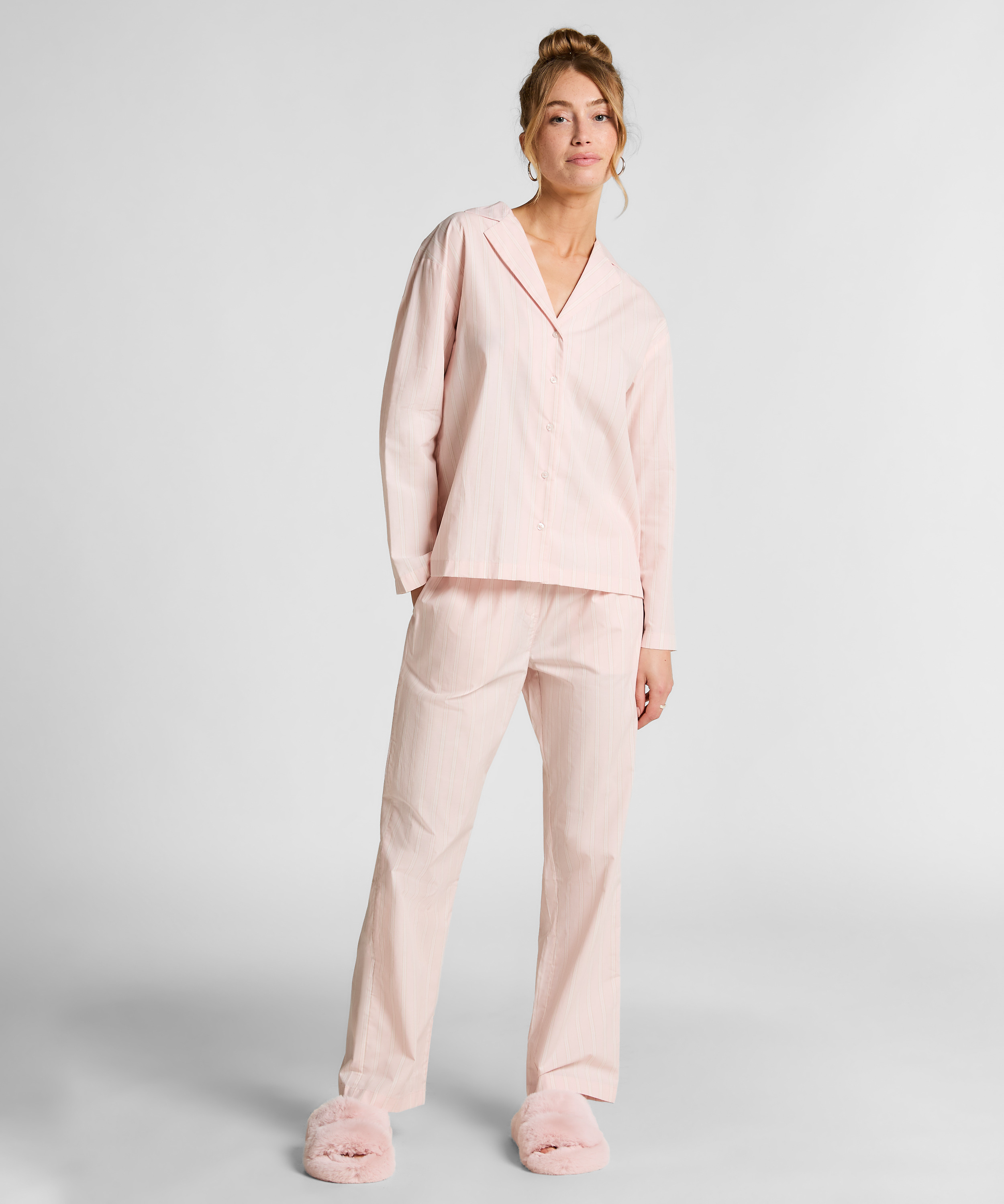 Pyjamatopp Bomull Poplin, Rosa, main