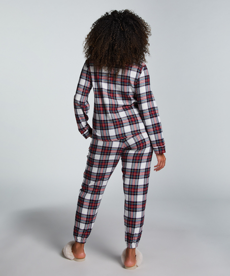 Twill pyjama set, Hvit