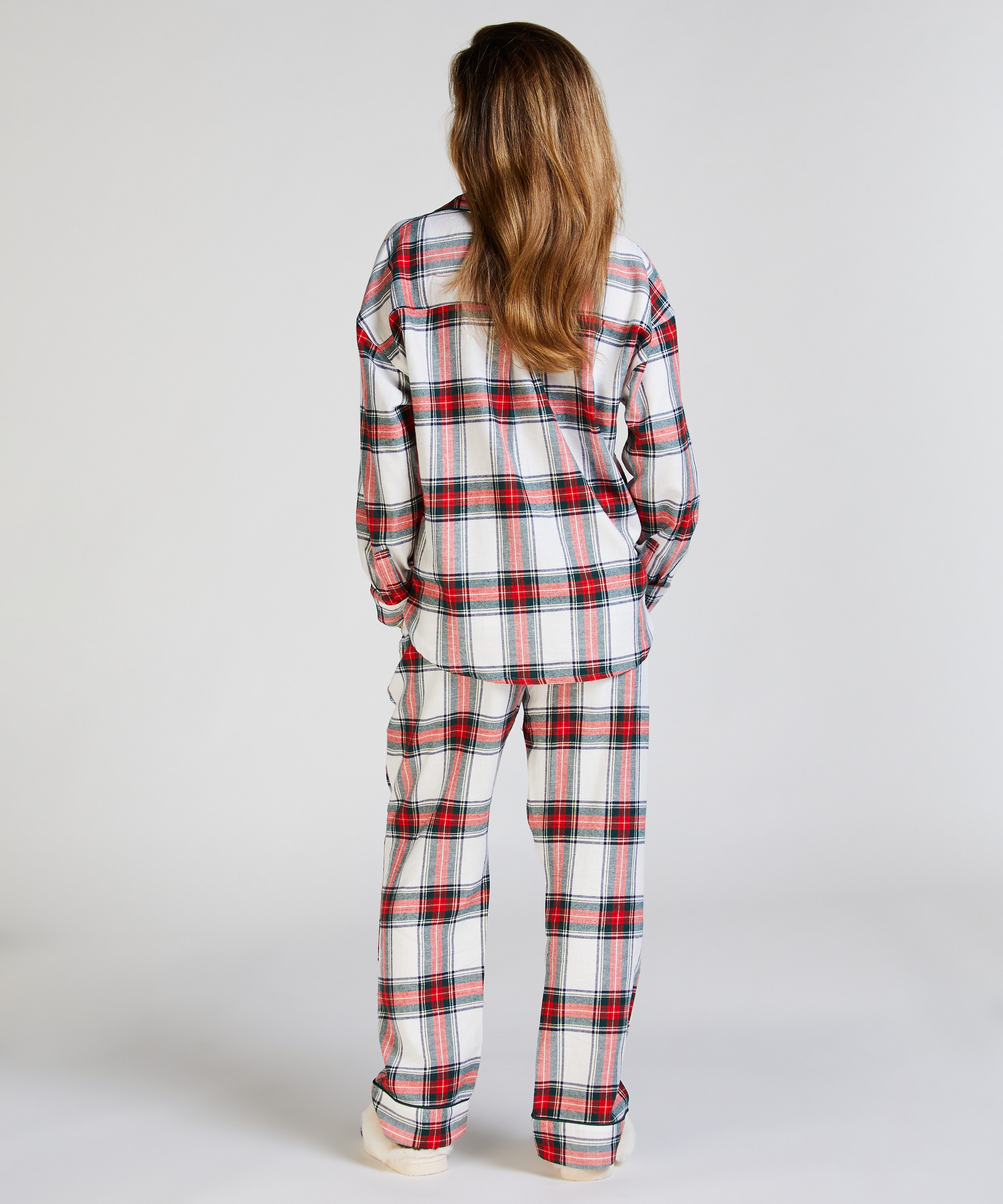 Flannel pysjamasbukse, Hvit, main