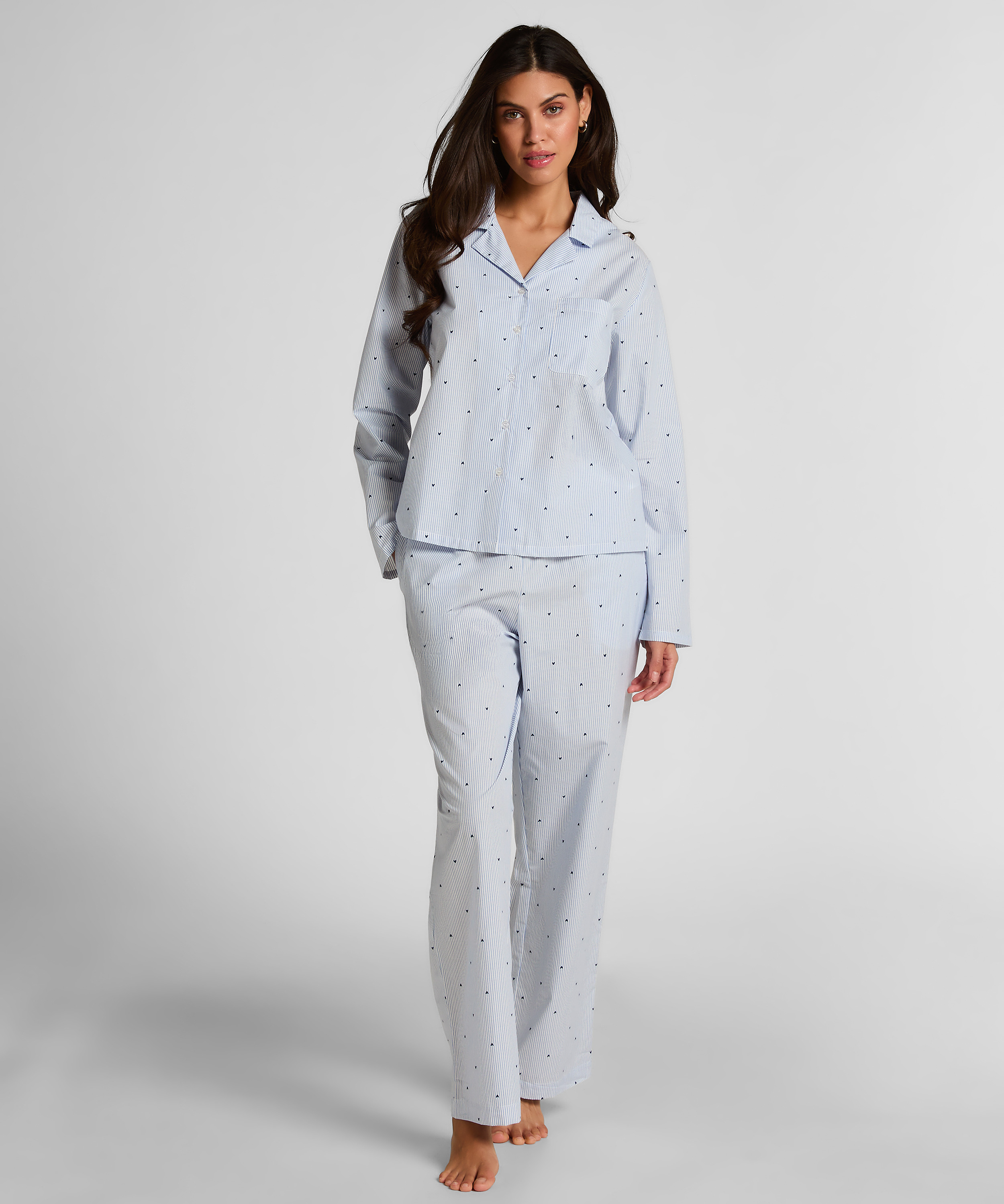 Pant Cotton Stripe Heart, Blå, main