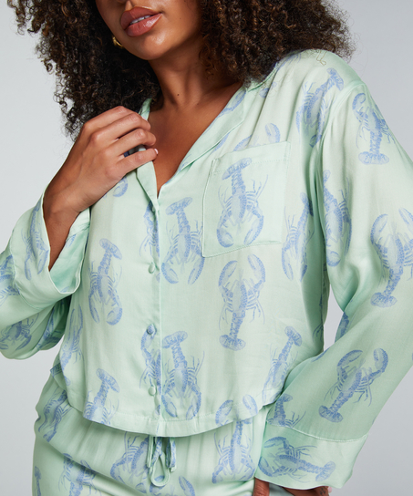 Langermet jakke i sateng, Grønn