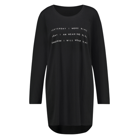Round Neck Nightshirt, Svart