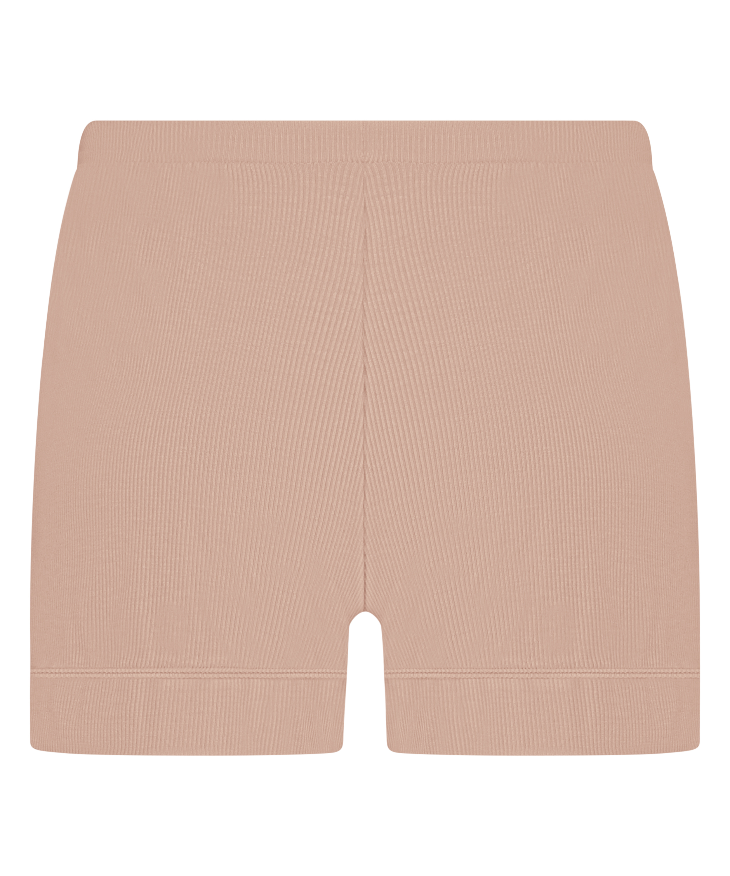 Shorts i ribbestrikket jersey – Basisplagg, Beige, main