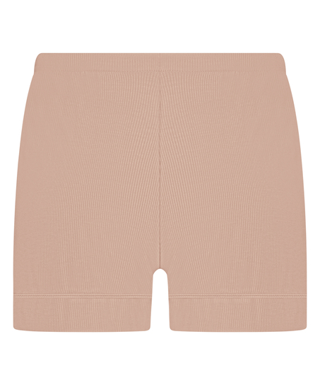 Shorts i ribbestrikket jersey – Basisplagg, Beige