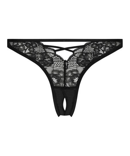 Catherine brasilianske truser med &aring;pent skritt, Svart