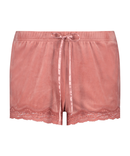 Velvet lace shorts, Rosa