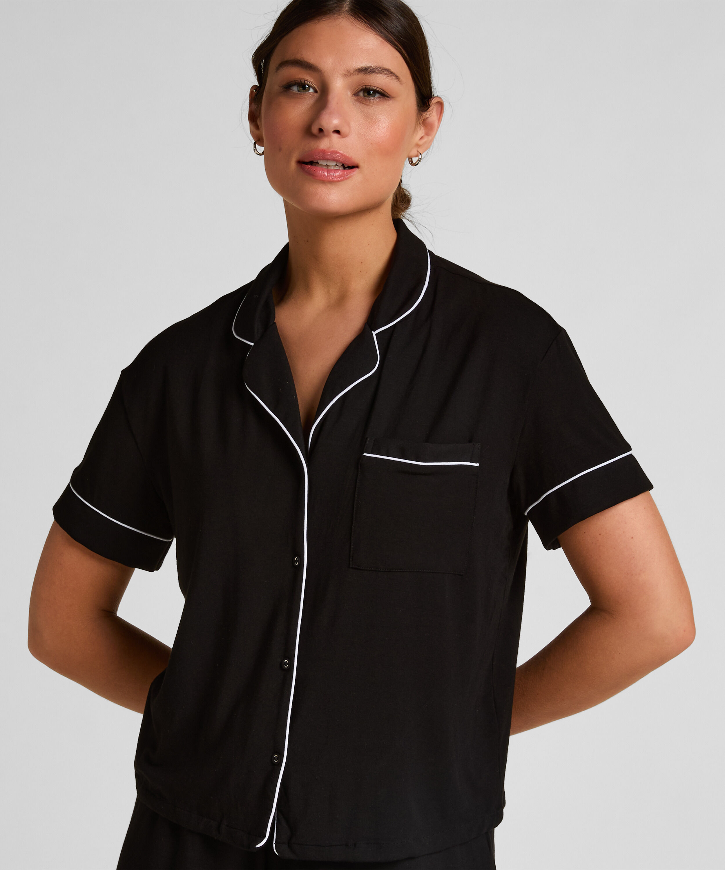 Essential kortermet jakke i jerseystoff, Svart