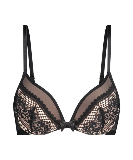 Malika polstret push up spile-BH, Svart