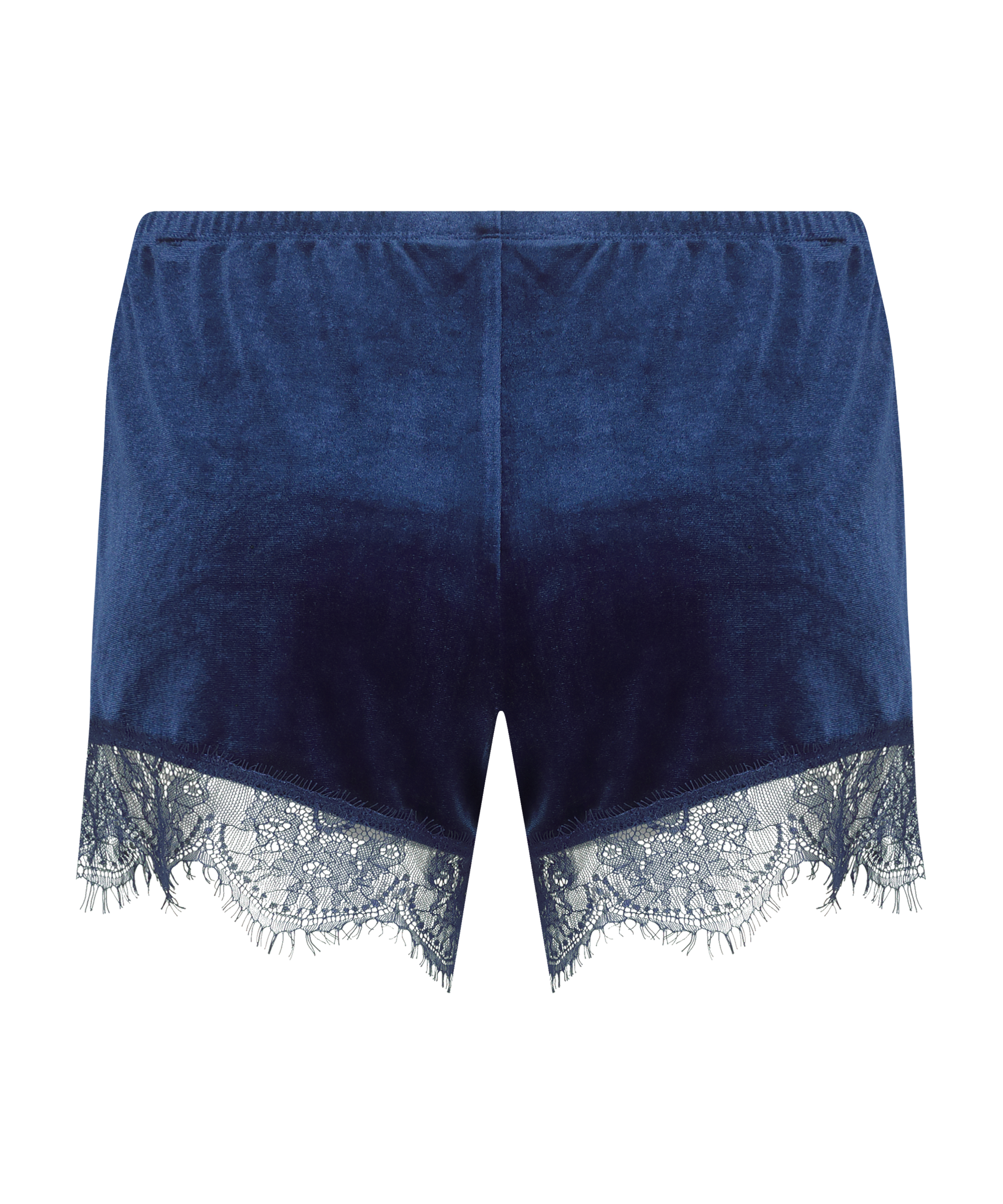 Skinnende velour Lace Shorts, Bl&aring;, main