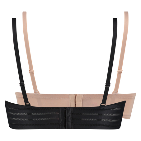 2 Strapless Padded Underwired Bras Lace, Svart
