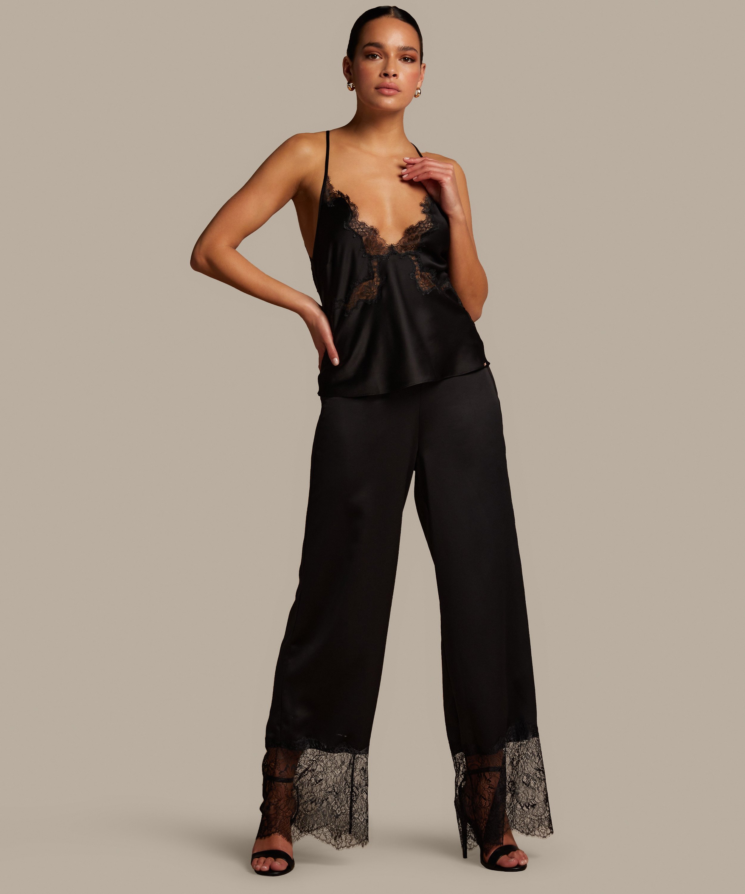 Blondebukser med brede ben Sophia, Svart, main