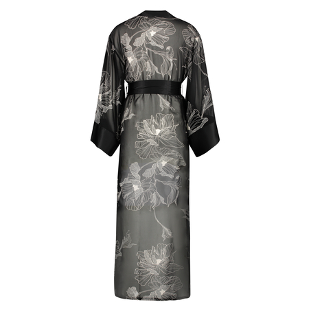 Lotus lang chiffonkimono, Svart