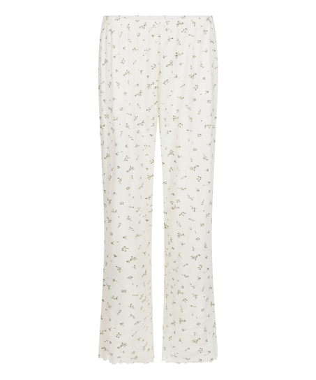 Pyjama Pant Loose Pointelle, Hvit