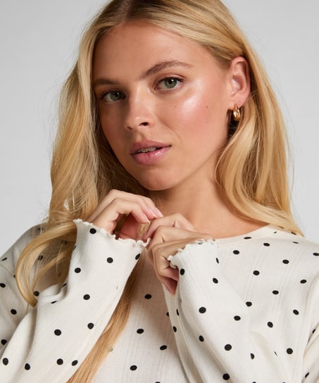 Pyjama Top Loose Pointelle, Hvit