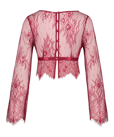 Allover Lace topp, Rød