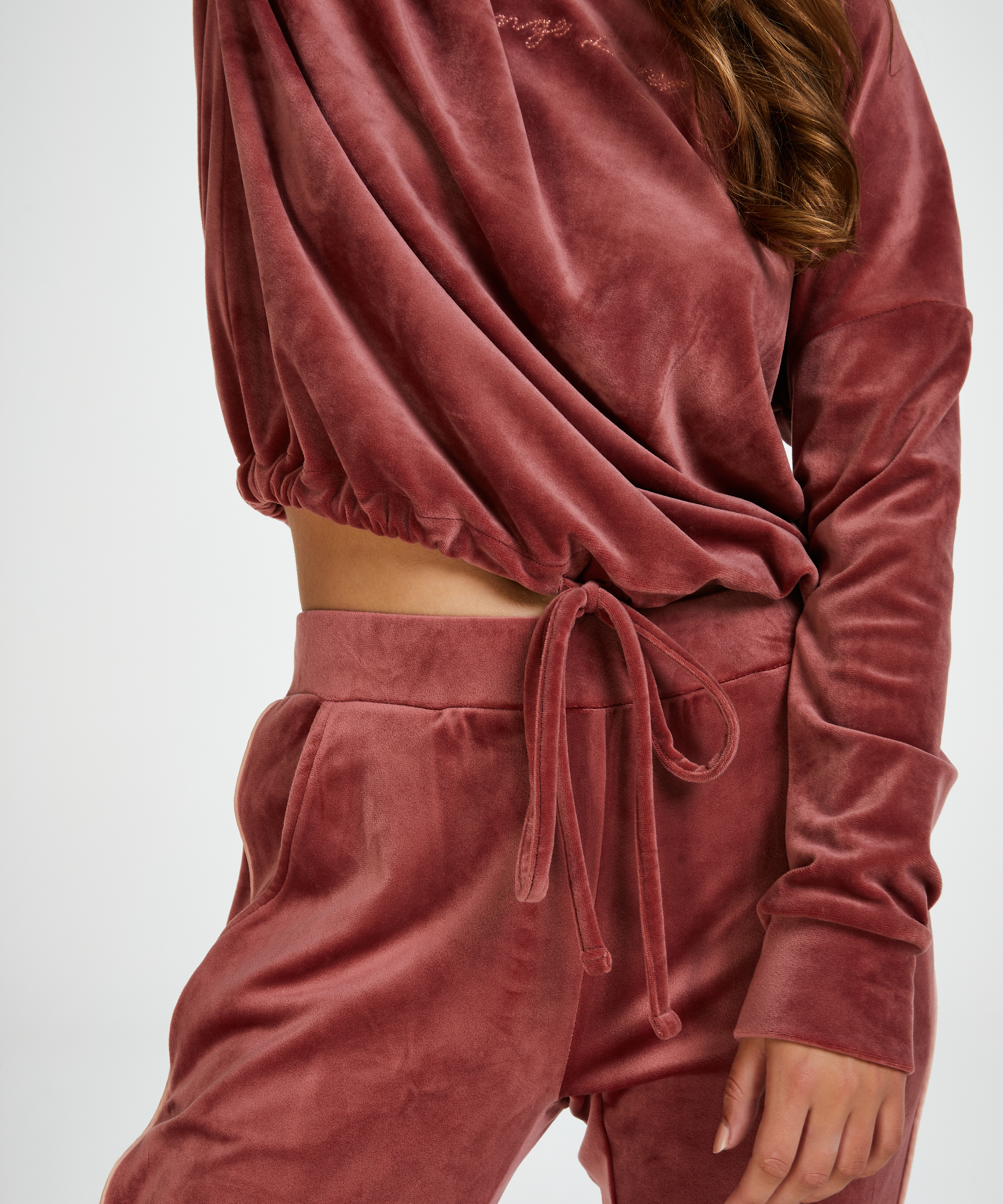 Velours Jogging Bottoms, Rosa, main