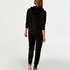 Velvet Long-Sleeved Pyjama Top, Svart