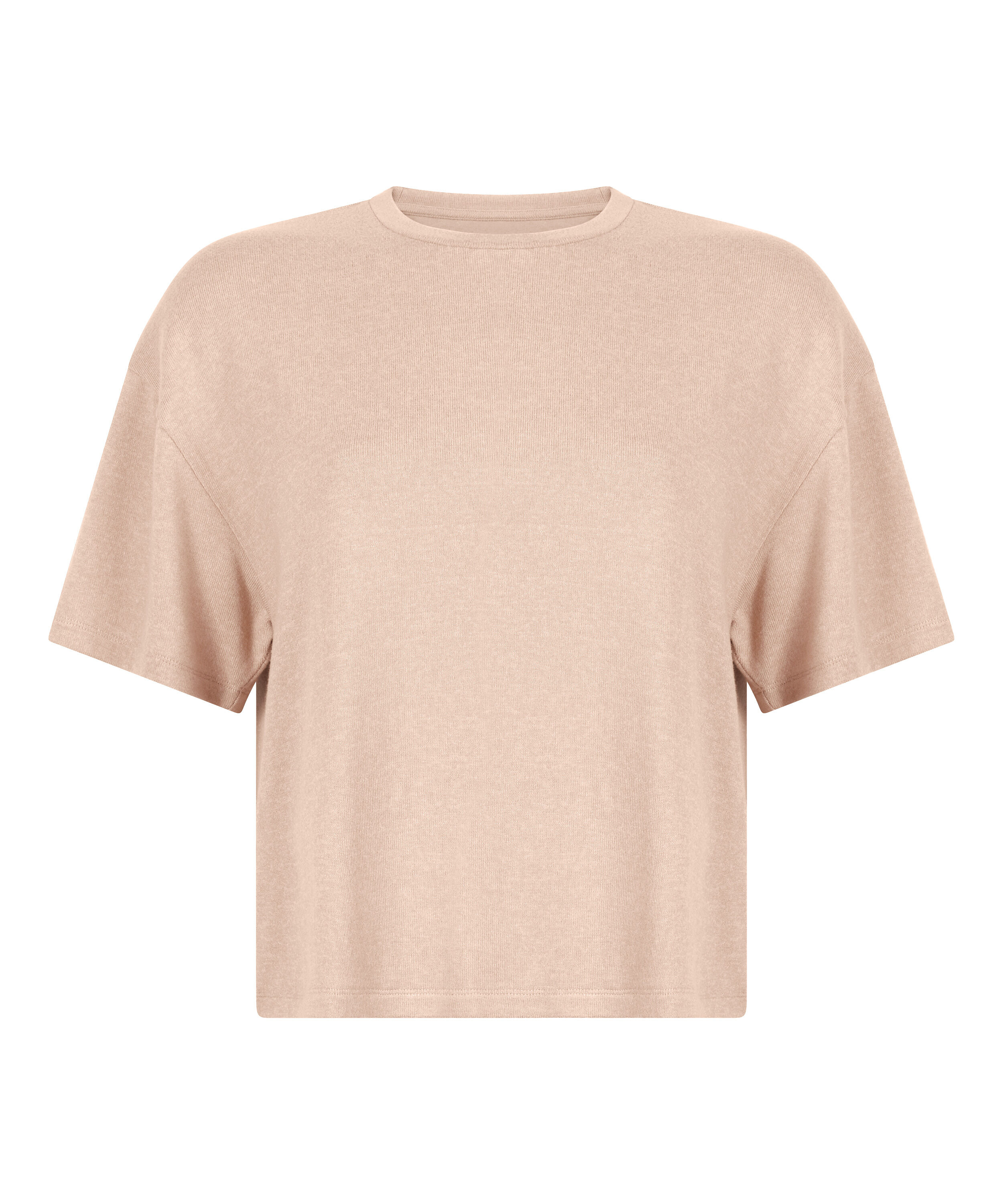 Pysjamastopp i b&oslash;rstet jersey, Beige