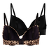 2-pakning med polstret spile-BH, Svart