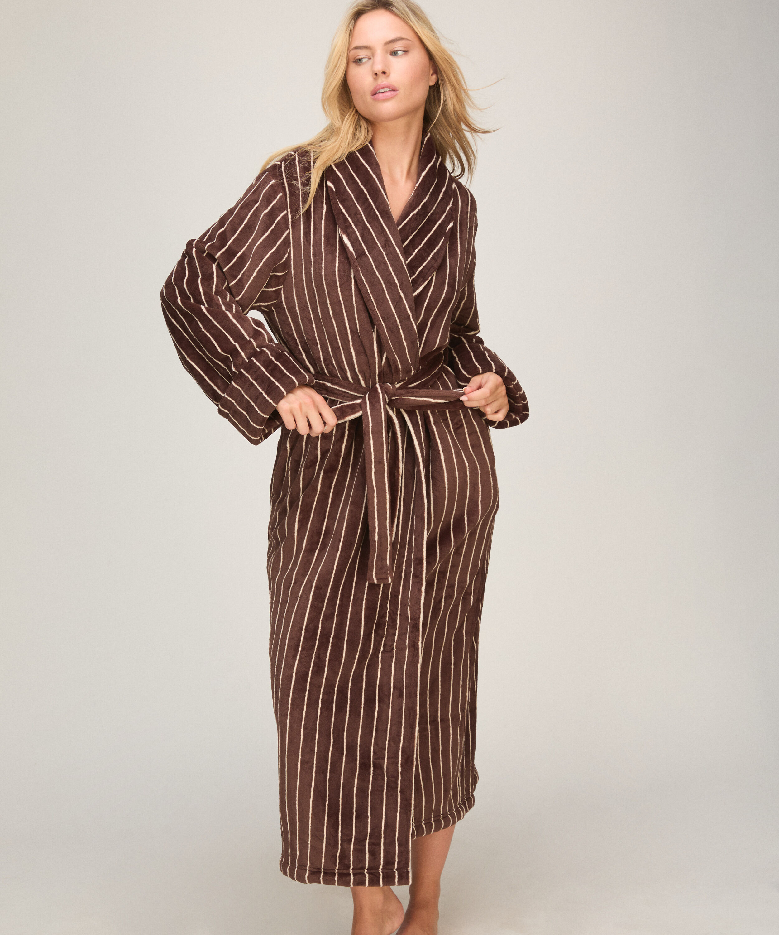 Myk fleece-badekåpe, Brun Myk fleece-badekåpe, Brun