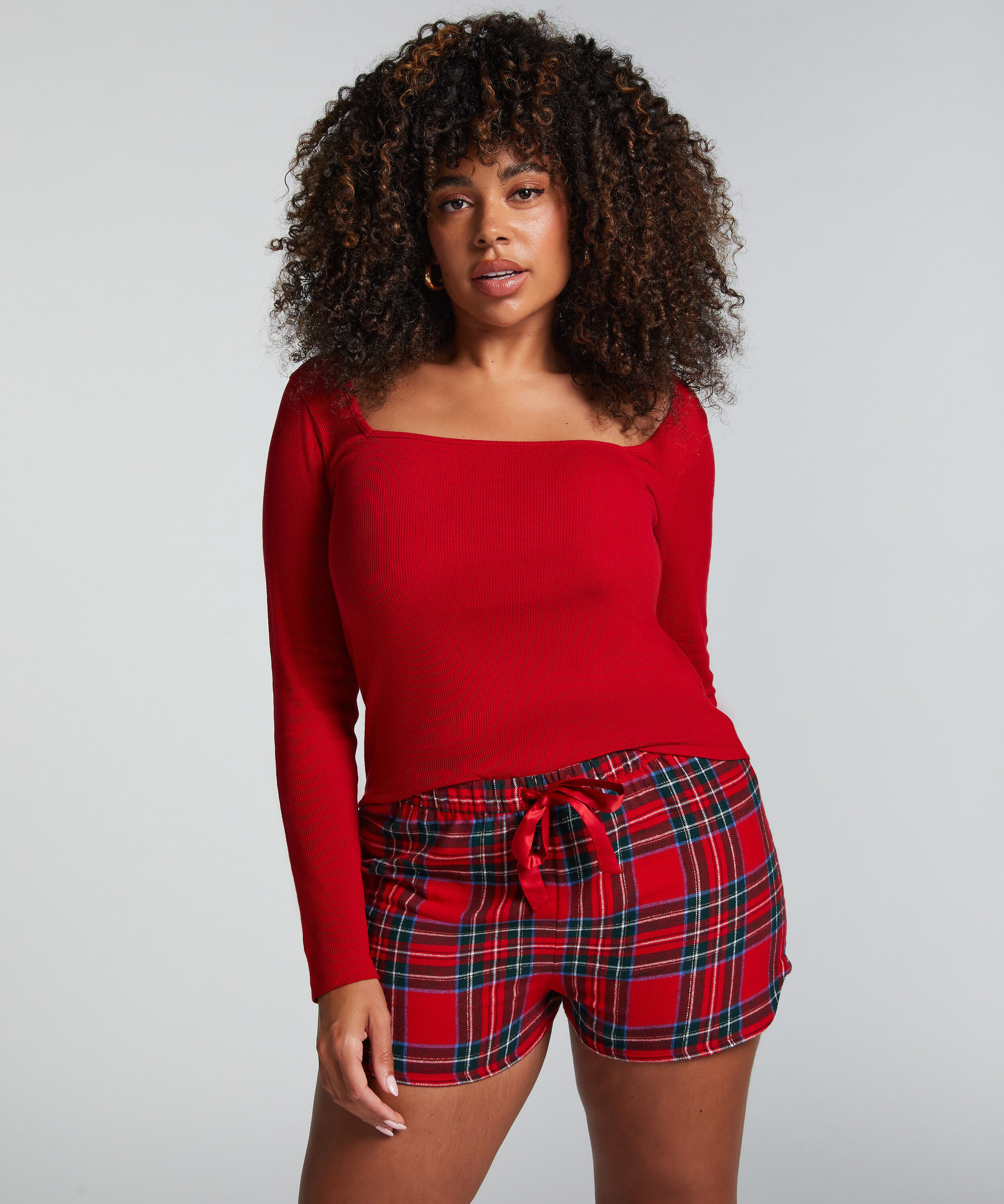 Twill pyjamas sett, Rød