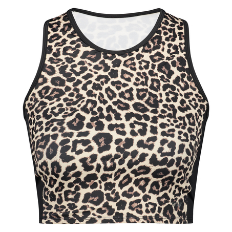 HKMX Leopard cropped sportstanktopp, Grå