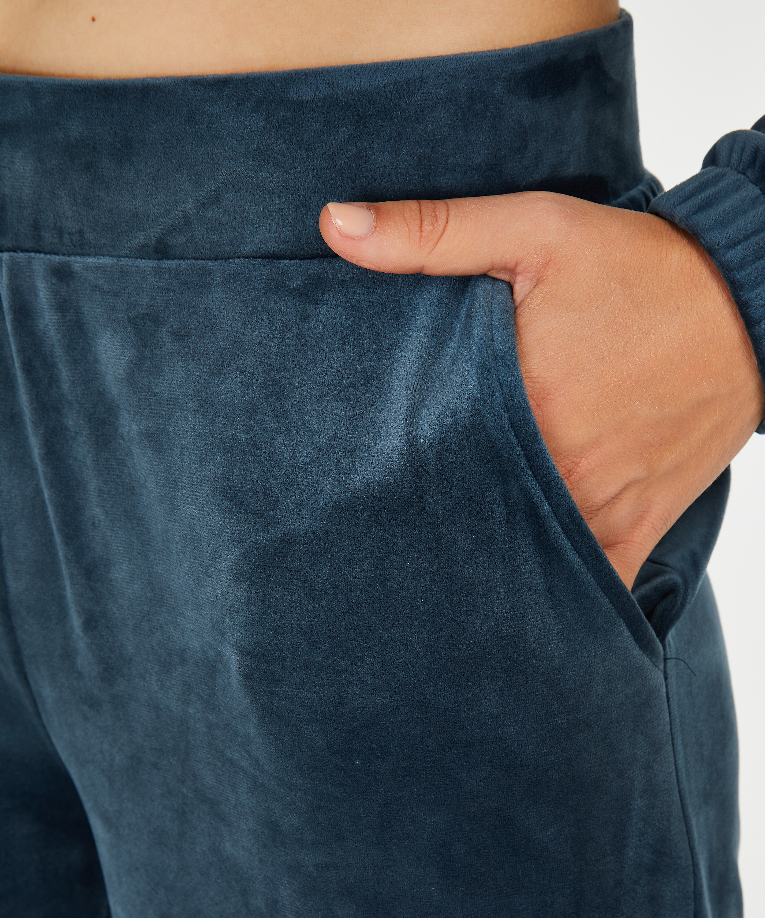 Velours pysjamasbukse, Bl&aring;, main