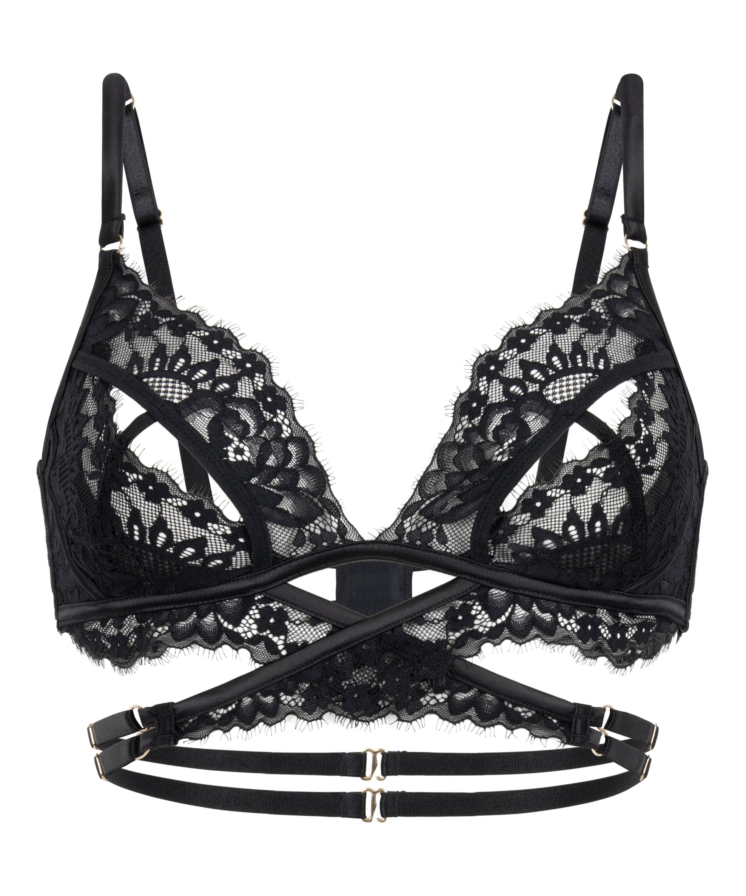 Anna &aring;pen bralette, Svart