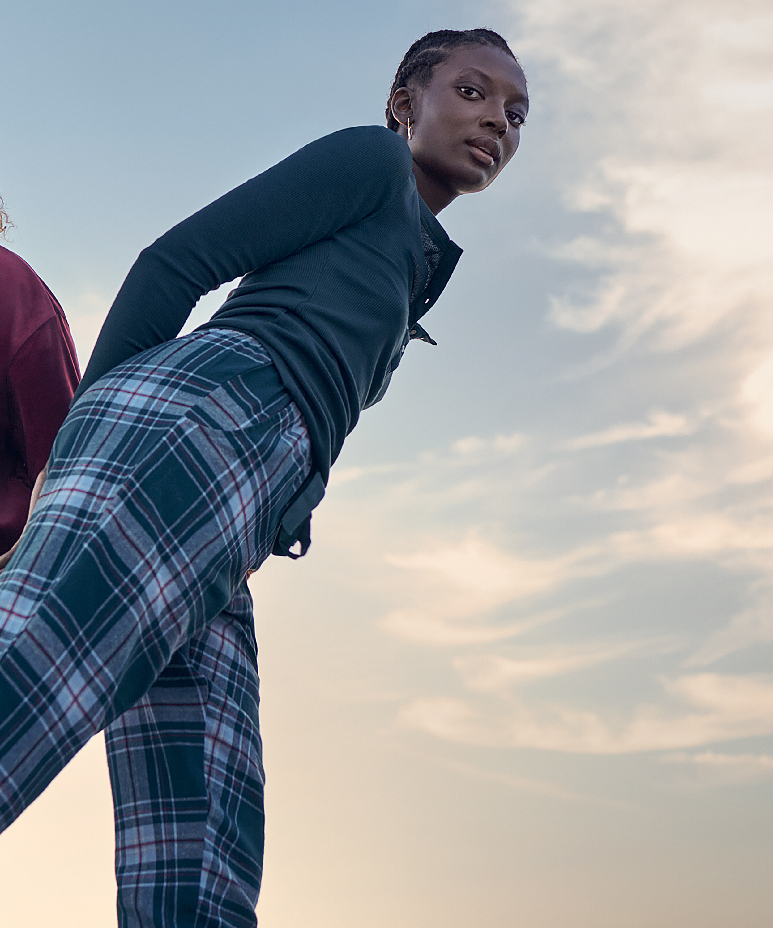 Twill check pysjamasbukse, Bl&aring;, main