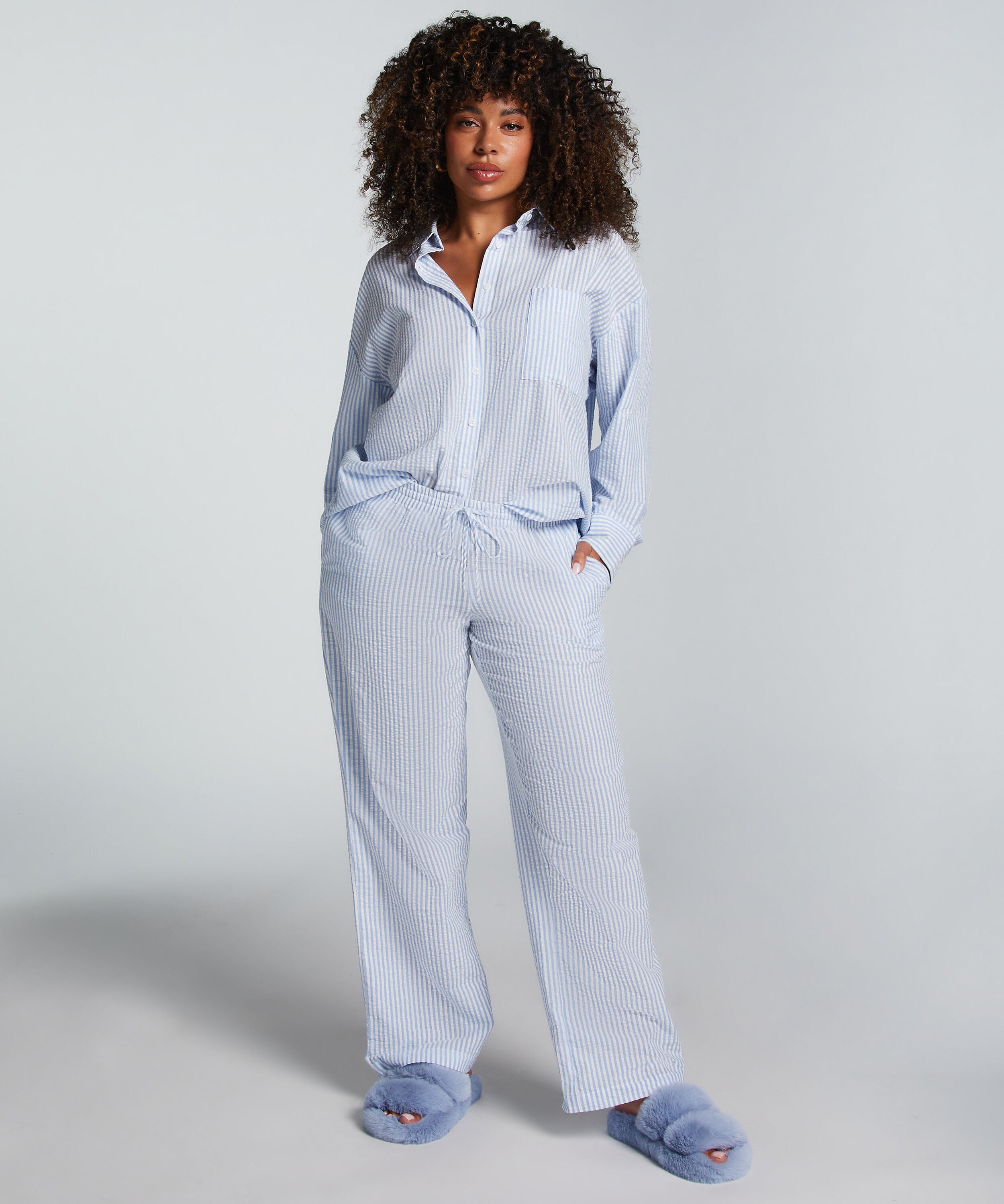 Pyjamabukserr bomull, Blå