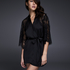 Satin Lace Flared Kimono, Svart