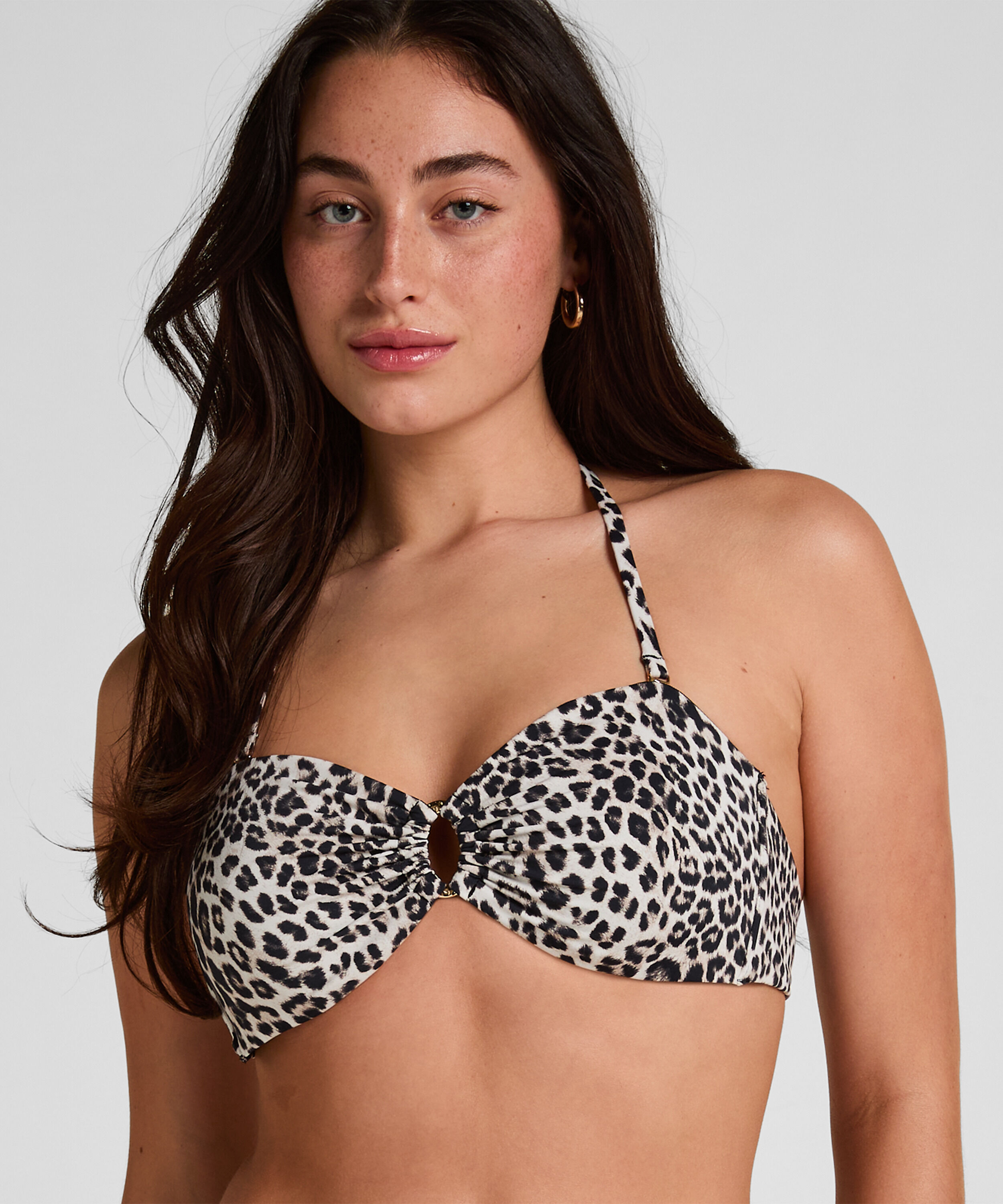 Bandeau Bikini Topp Leopard, Svart Bandeau Bikini Topp Leopard, Svart